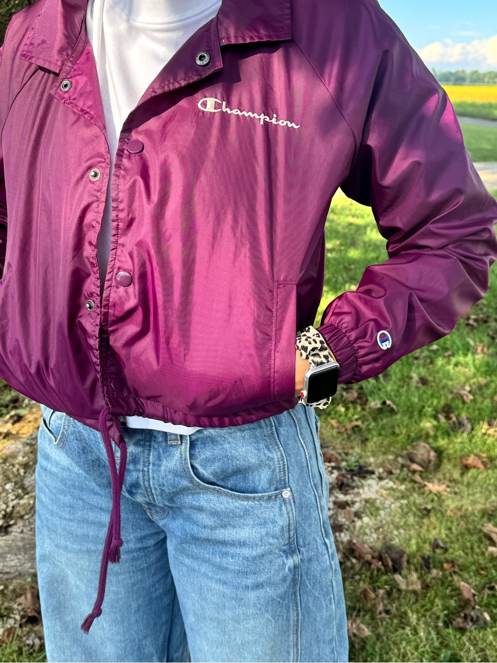 Champion Women's Bomber Jacket in Plum